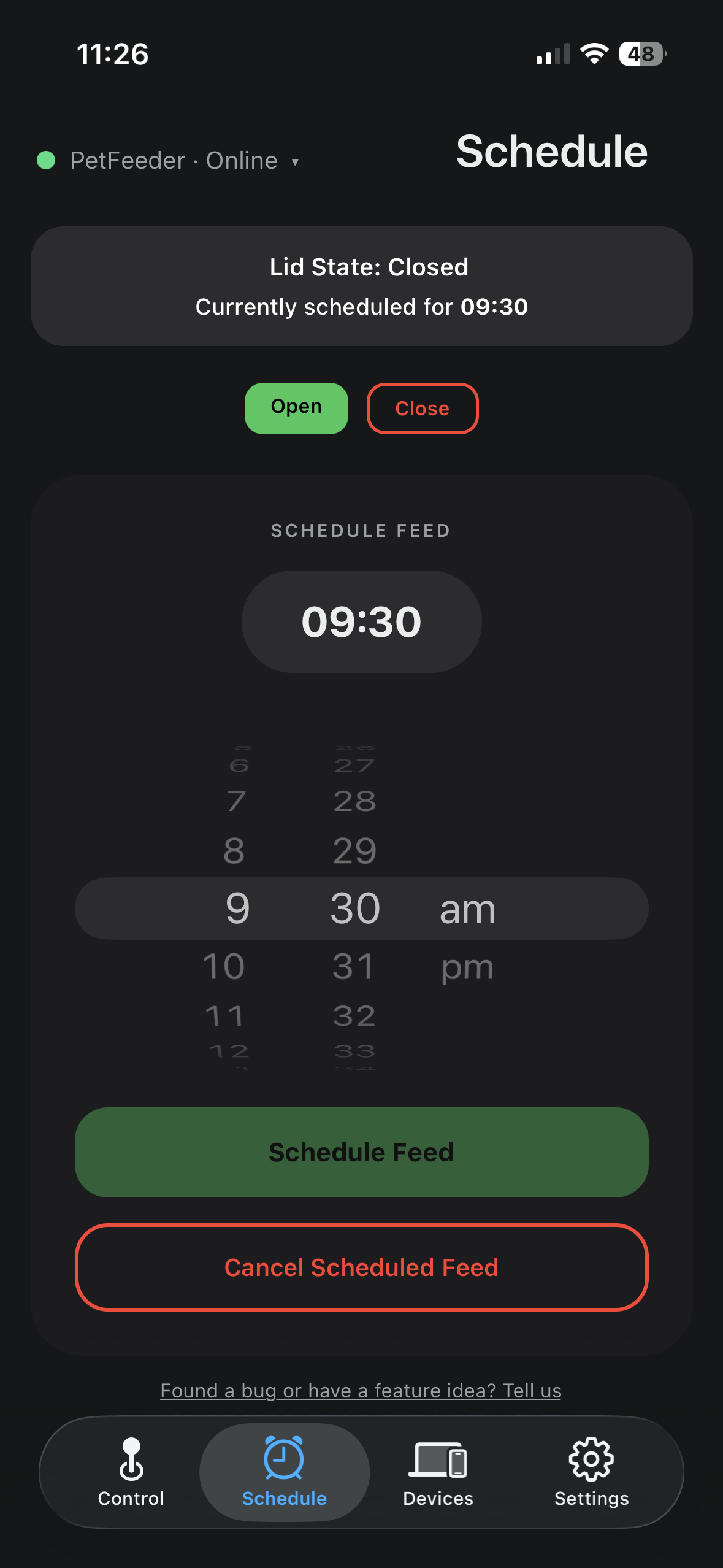 Pet Feeder - dog/cat bowl app controlled- scheduling